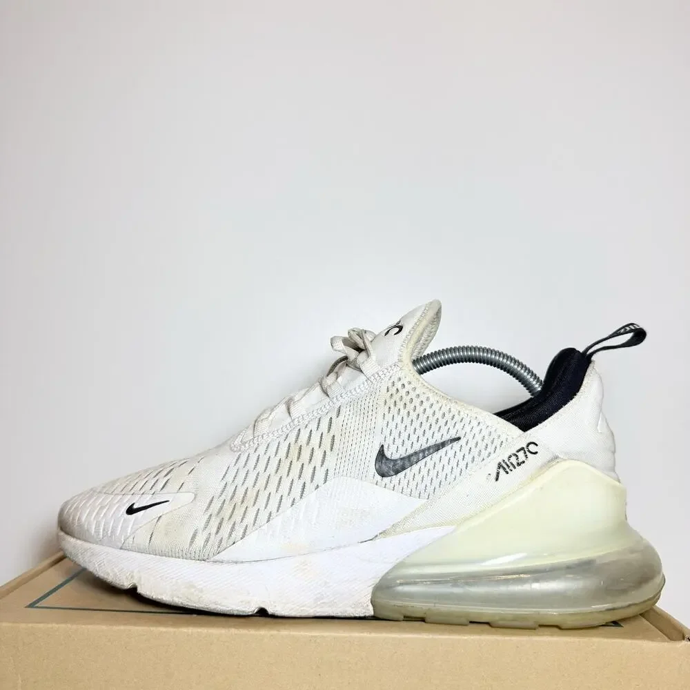 Nike Air Max 270 White Black Mens Running Shoes Size 10.5 Athletic Sneakers Used